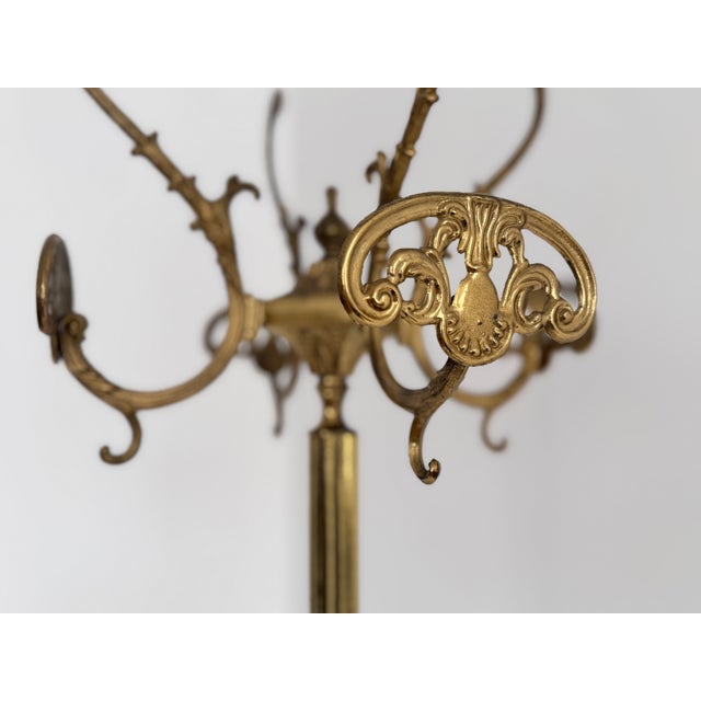 Gold Vintage Italian Brass Hall Tree with Marble Sphere and Rotating Crown, 1960s For Sale - Image 8 of 18