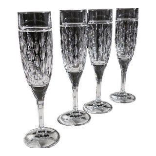 Ralph Lauren Aston German Crystal Champagne Flutes- Set of 4 For Sale