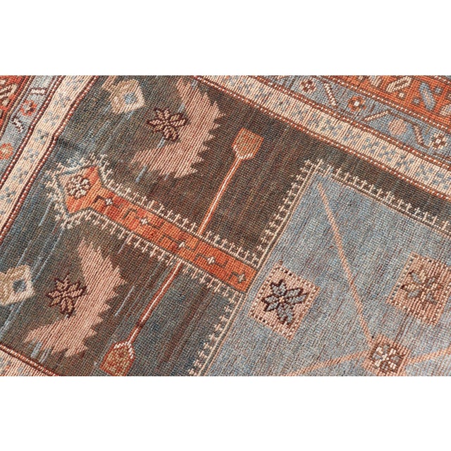 Antique Lori Gallery Runner With Geometric Tribal Medallion Design in Soft Tones For Sale - Image 12 of 12