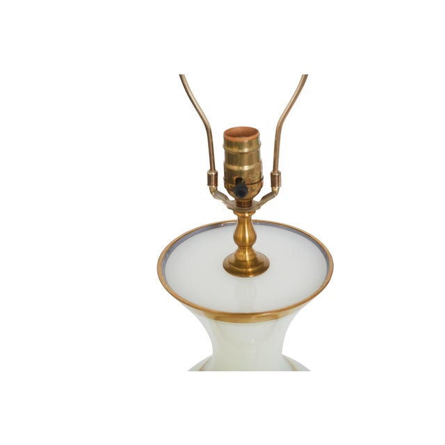 Early 20th Century Opaline Glass Gilt Gold Table Lamps - a Pair For Sale - Image 4 of 9