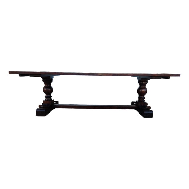 1960s Rustic Farm Table With Doble Pedestal For Sale