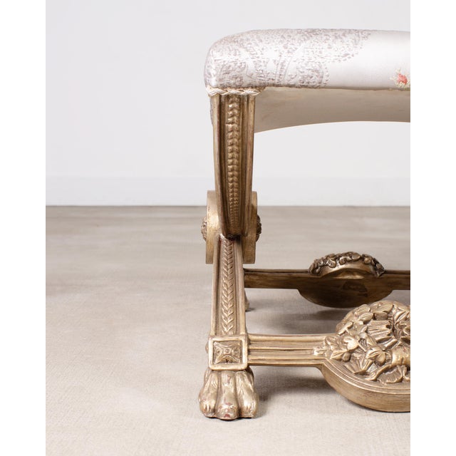 Pair of Italian Neoclassical Style Silvered Curule Bench Seats For Sale - Image 12 of 18
