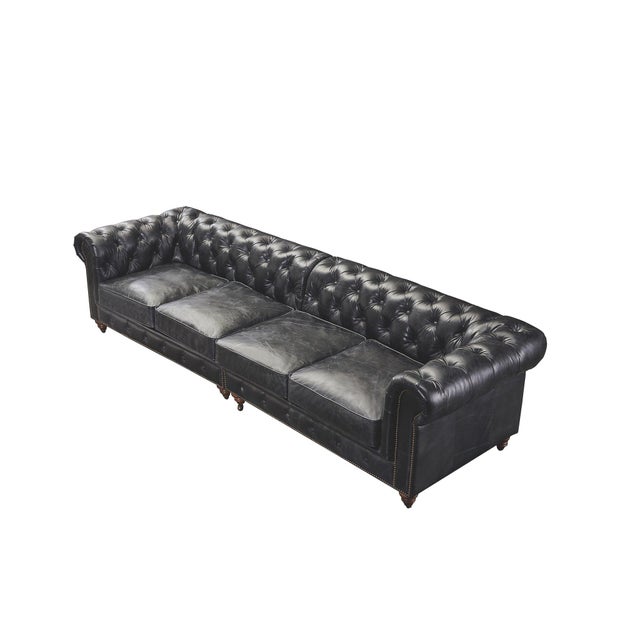 2020s Century Chesterfield Sofa - Slate Leather - 118" For Sale - Image 5 of 9