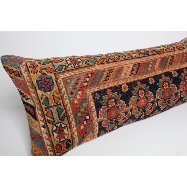 Handmade Authentic Navy-Blue Lumbar Rug Pillow Cushion Cover -16'' X 43'' For Sale - Image 10 of 13