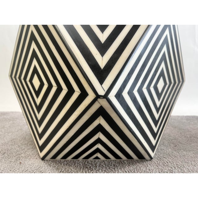 Art Deco Style Sculptural Resin Black and White Side or End Table, a Pair For Sale In New York - Image 6 of 15