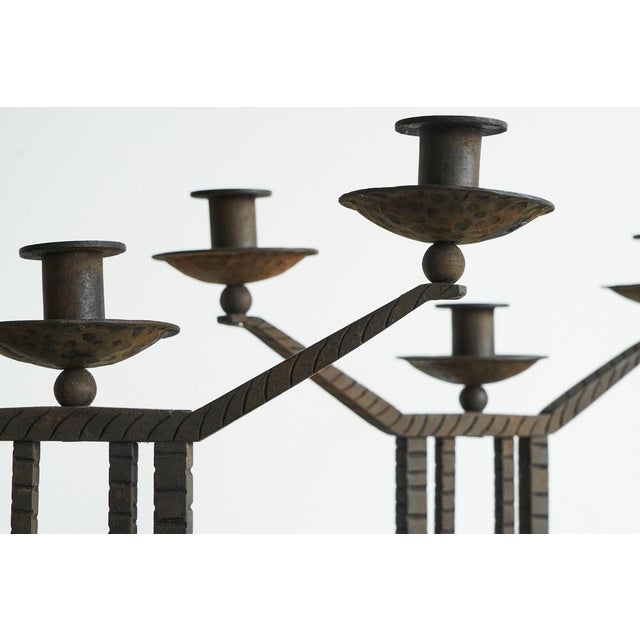 Art Deco Candleholders in Wrought Iron and Stone, 1920s, Set of 2 For Sale - Image 4 of 14