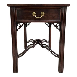 1990s Ethan Allen Georgian Court Chippendale Lamp End Side Table Cherry 225 For Sale