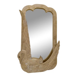 Maitland Smith, Tessellated Stone and Brass Swan Mirror For Sale