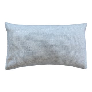 Contemporary FirmaMenta White Cream Herringbone Wool Lumbar Pillow For Sale