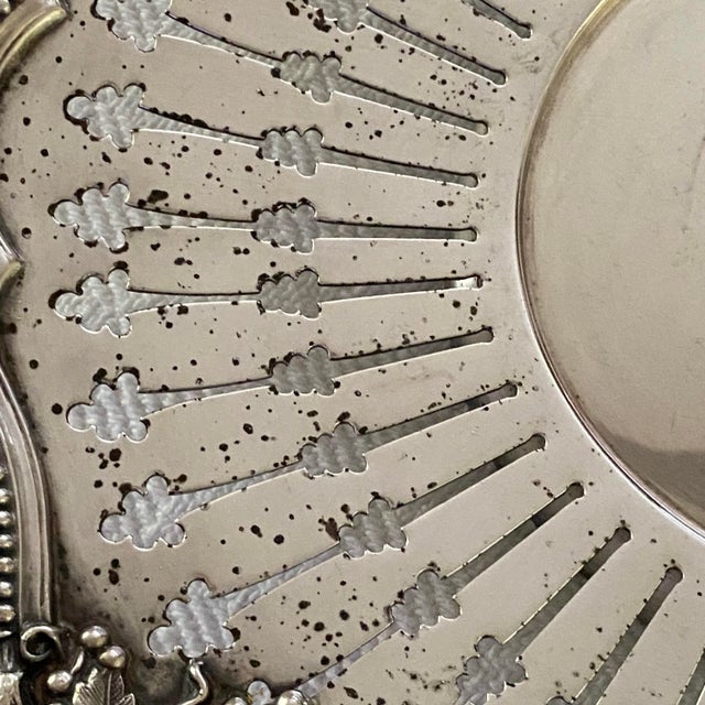 Silver Antique Silver-Plated Pierced Handled Tray Victorian Era For Sale - Image 8 of 16