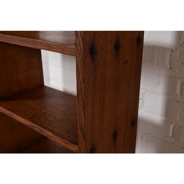 Stickley Brothers Style Antique Mission Oak Arts & Crafts Bookcase or Magazine Rack, Circa 1910 For Sale In South Bend - Image 6 of 11