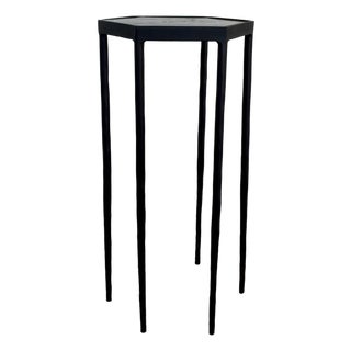 Modern Iron and Black Stone Hexagonal Aviary Drinks Table For Sale
