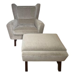 Ted Boerner Scoop Lounge Chair and Ottoman For Sale