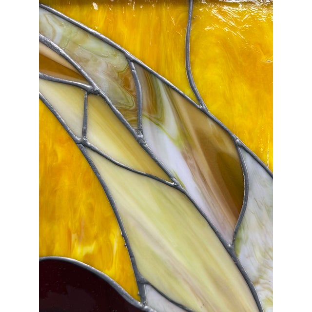 Circa 1978 Gene LeLonde Floral Stained Glass Panel For Sale - Image 11 of 14