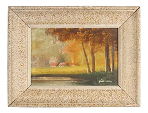 Antique French Provincial Oil on Canvas Painting
