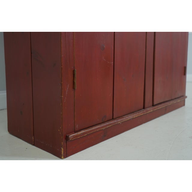 Country Red Paint Decorated Step Back Cupboard Hutch For Sale - Image 9 of 15