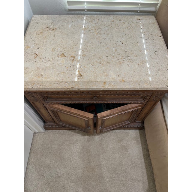 Kreiss Kreiss Palmilla Nightstand, Thick Seashell Imprinted Sardinia Stone Top For Sale - Image 4 of 7