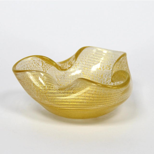 1940s Vide-Poche or Ashtray in Murano Glass with Gold Powder from Barovier & Toso For Sale - Image 5 of 5