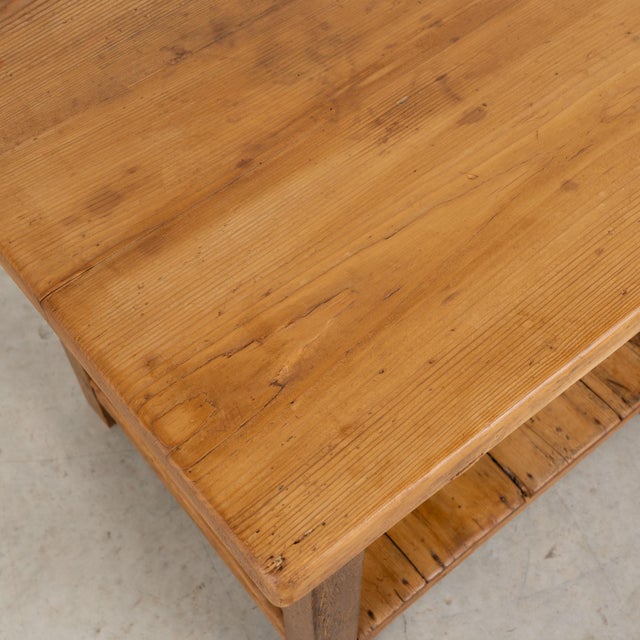 Late 19th Century Hungarian Rustic Pine Side Table With Lower Shelf For Sale - Image 6 of 14