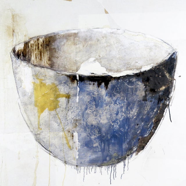 "Cuenco 4" by the Spanish artist Rosa Galindo. Mixed media on canvas: oil, paper, resin and fabric. Signed on the back....