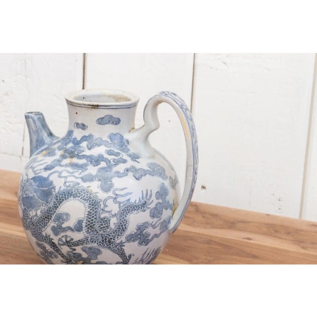 Ceramic Antique Chinese Dragon Wine Jug For Sale - Image 7 of 11