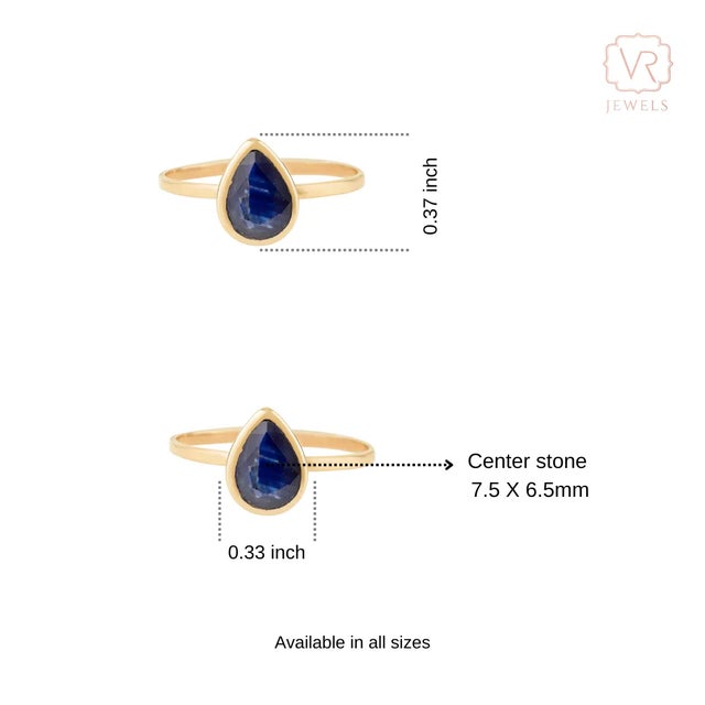 Everyday Wear 14k Gold Blue Sapphire Birthstone Ring Size 5 For Sale - Image 10 of 13