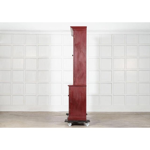 Wood Large Antique English Pine Glazed Bookcase, 1890 For Sale - Image 7 of 17