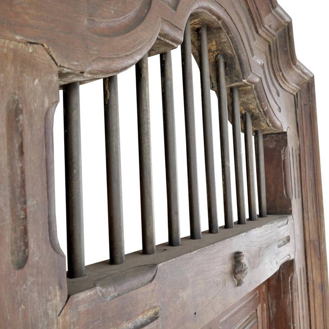 Farmhouse 115" Tall Antique Teak Front Door With Arched Transom | 1800s Indian Architectural Salvage | Moorish Mediterranean Exterior Entryway Upgrade For Sale - Image 3 of 7