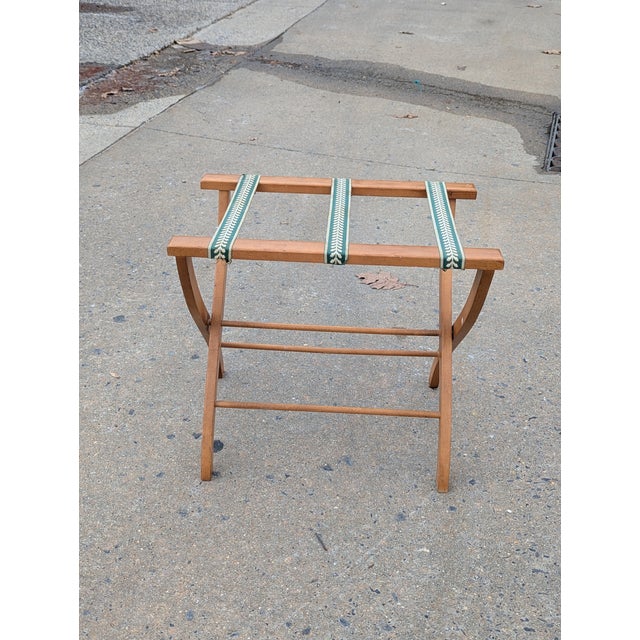 Brown Vintage Wooden Folding Luggage Rack Stand For Sale - Image 8 of 9