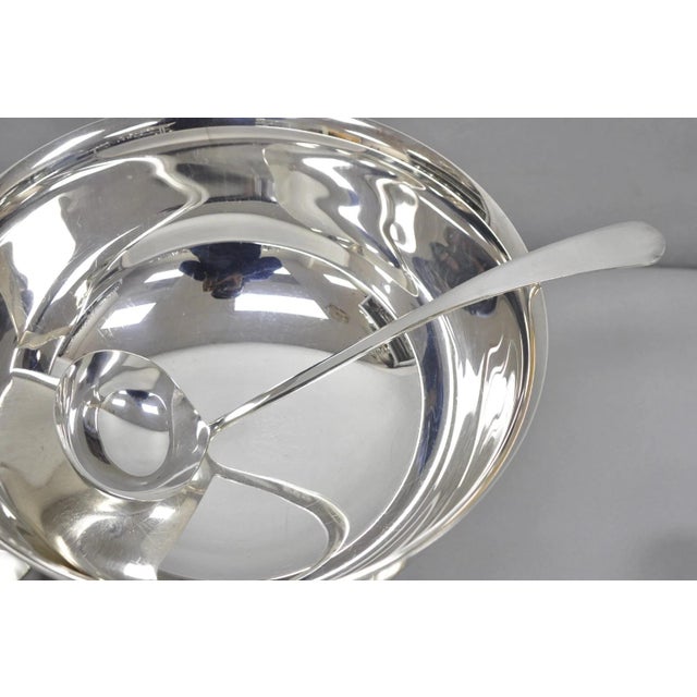Vintage Sheridan Mid Century Modern Silver Plated Punch Bowl Set W/ 10 Cups For Sale - Image 10 of 14