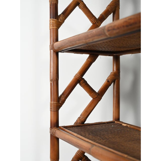 1960s Vintage Bamboo and Rattan Bookcase, 1960s For Sale - Image 5 of 14