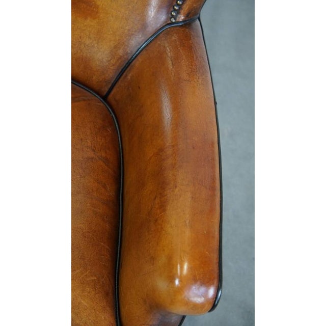 Brown Sheep Leather Armchair For Sale - Image 8 of 15