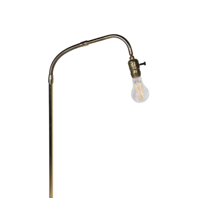 Mid 20th Century Brass Gooseneck Floor Lamp For Sale In New York - Image 6 of 15