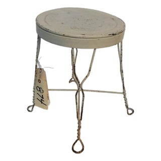 Antique Metal Twisted Ice Cream Parlor Stool For Sale