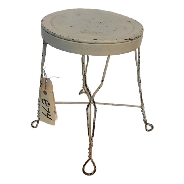 Antique Metal Twisted Ice Cream Parlor Stool For Sale