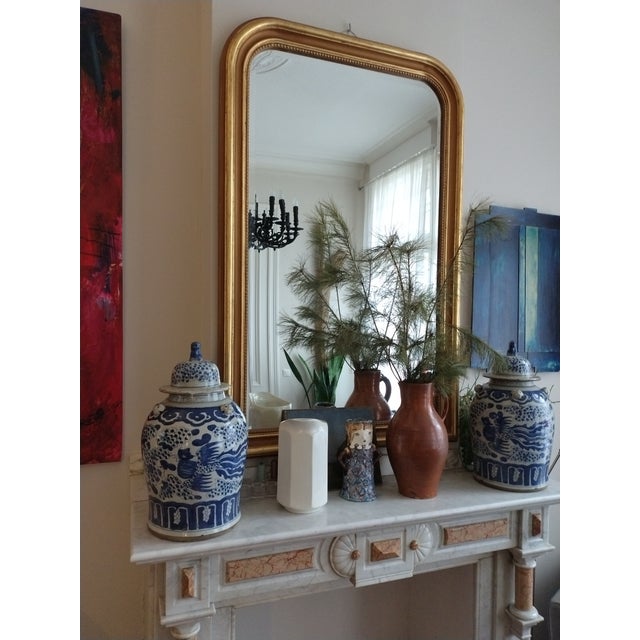 This is a contemporary pair of high quality porcelain blue and bone colored Baluster Temple Jar / Ginger Jar decorated...