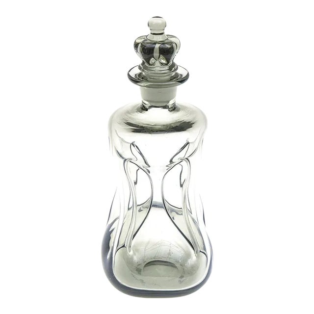 Vintage Michael Bang for Holmegaard Smokey Gray Gradient Glass Decanter With Crown Stopper For Sale