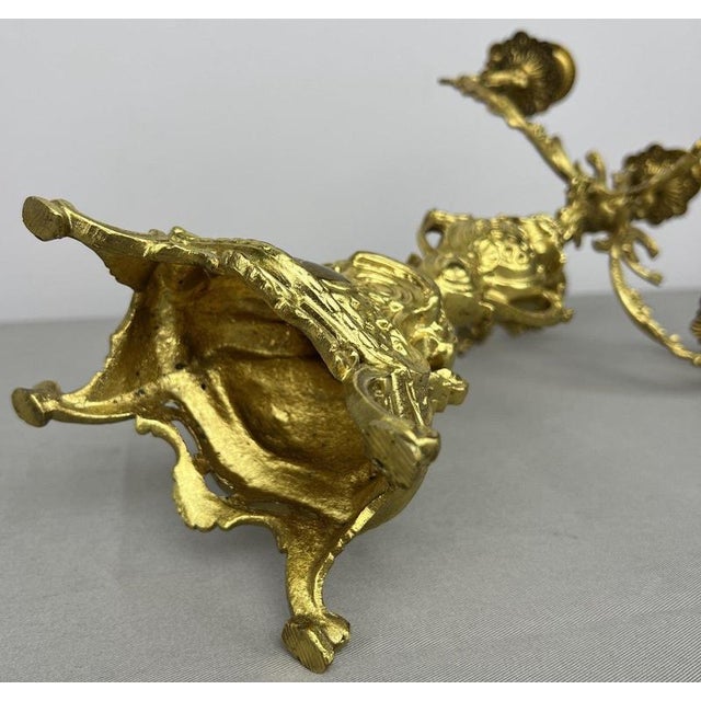 Vintage French Candleholders in Brass, Set of 2 For Sale - Image 11 of 12