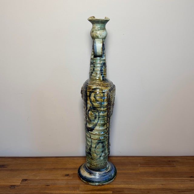 Brutalist Tall Mid Century Studio Pottery Ewer Vase in the Manner of Picasso For Sale - Image 3 of 8