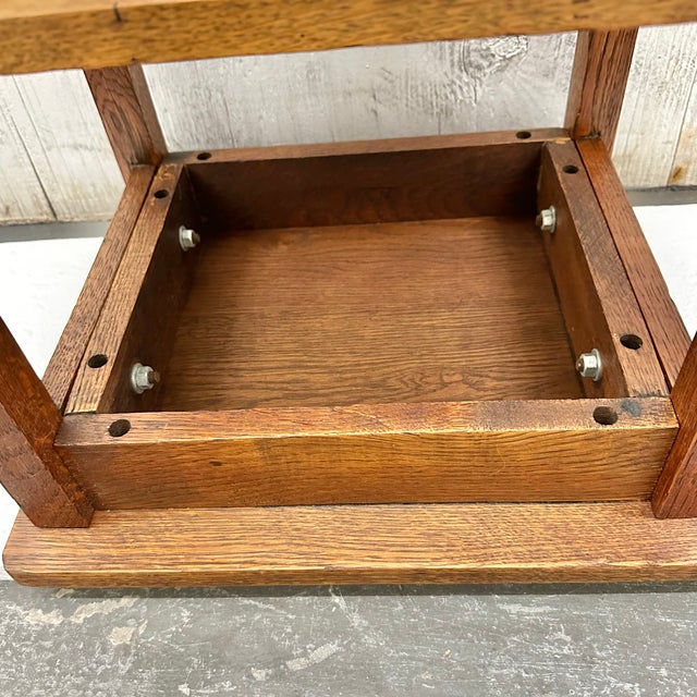 Vintage Oak Plant Stand or Side Table With Lower Shelf – Arts & Crafts Style For Sale - Image 9 of 10
