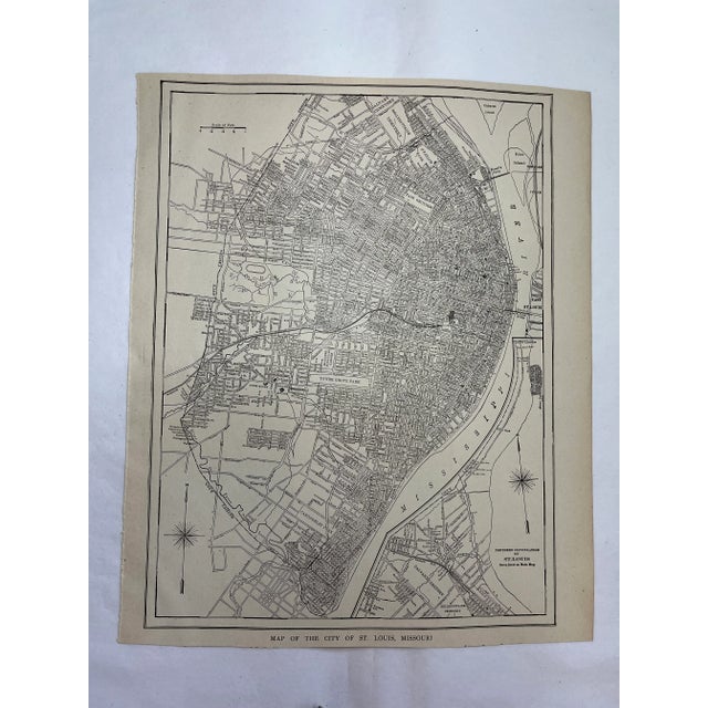 1920s Antique 1920s St Louis Missouri City Map For Sale - Image 5 of 5