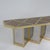 Italian Modernist console table attributed to Sandro Petti. Patinated brass, chrome and mirrored glass laid out in a...