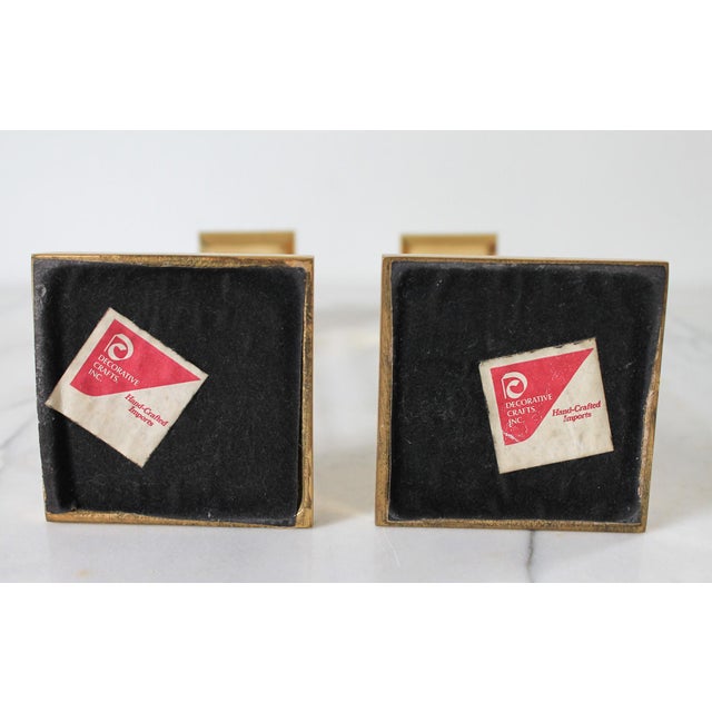 Vintage Brass & Lucite Candle Holders For Sale - Image 9 of 10