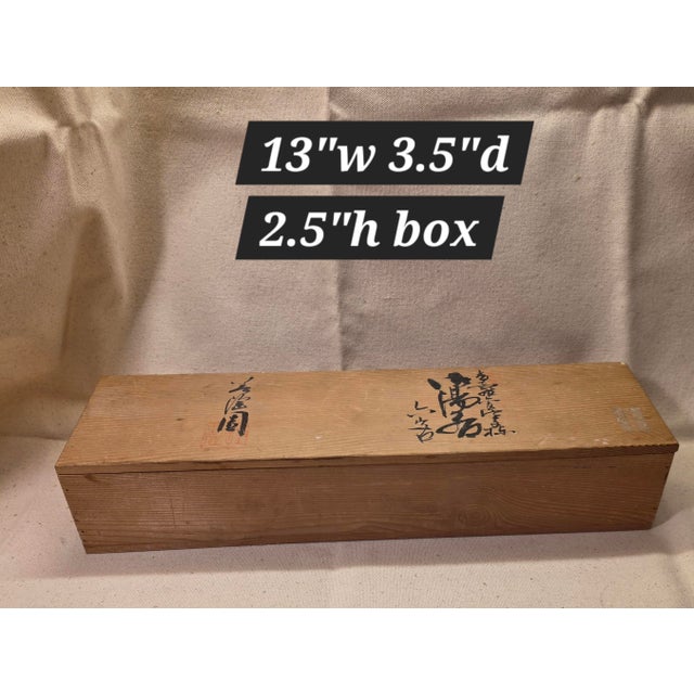 Vintage set of stoneware Saki cups in their original wood box.