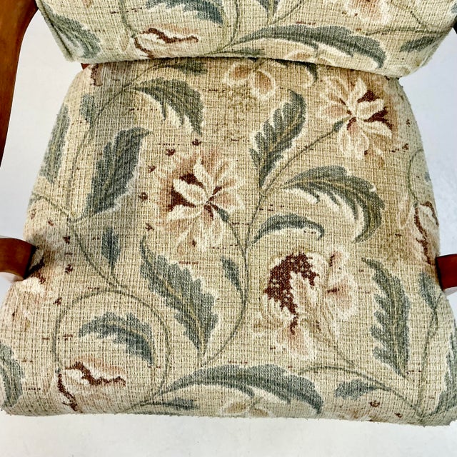 Wood 1990s Vintage Neoclassical Acanthus Leaf Upholstered Open Arm Side Accent Chair For Sale - Image 7 of 11