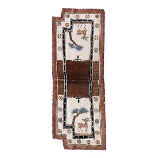 1900s Antique Chinese Wool Ivory Animal Hand Knotted Pile Horse Covers For Sale
