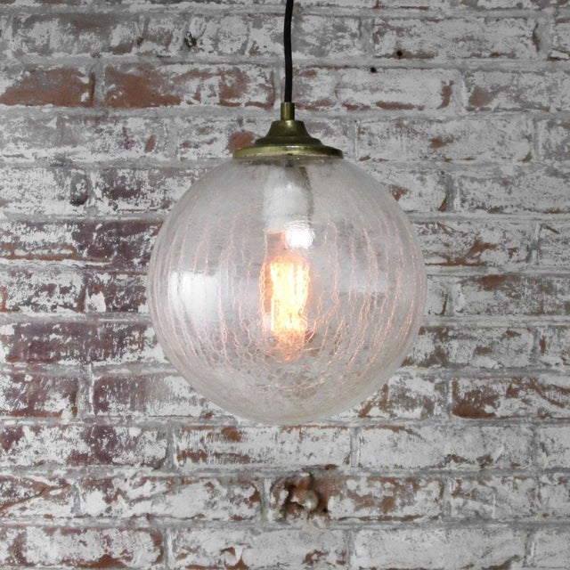 1950s Mid-Century Brass Globe Pendant Lamp For Sale - Image 5 of 6