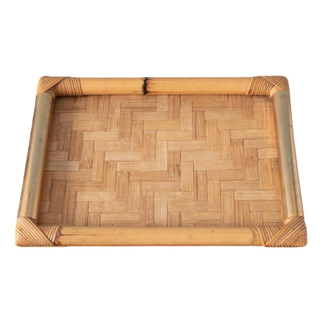 Bamboo and Brass Tray from Vivai Del Sud, 1970s For Sale