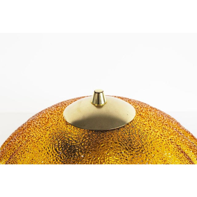 Vintage Brass and Amber Glass Ceiling Light or Flush Mount, Germany, 1970s For Sale - Image 6 of 8