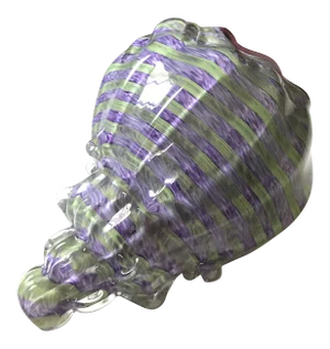 Handmade and Signed Glass Conch Seashell in Purple and Green